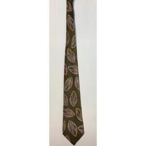 Paolo Rossi Designer Tie Green Abstract Leaf Pattern Classic Mens Necktie
